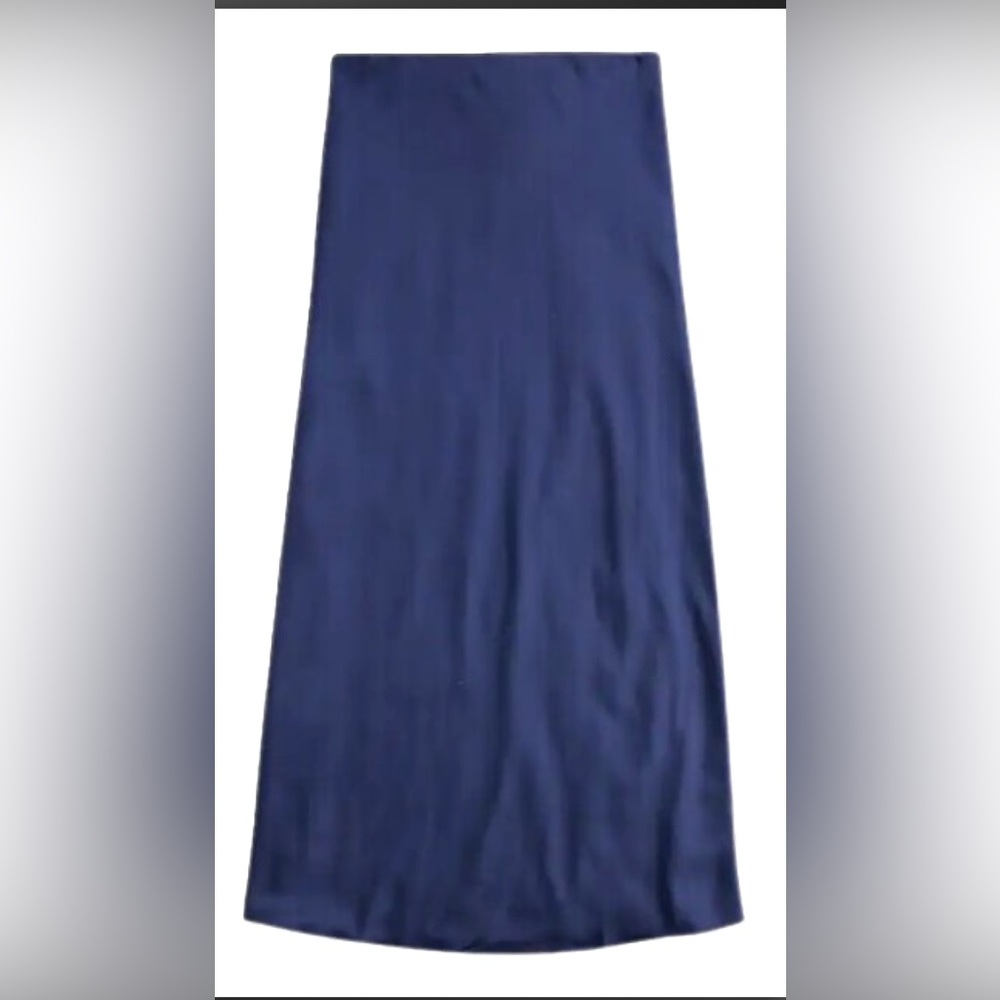 J. Crew Blue Satin Bias Cut Midi A-Line Skirt
